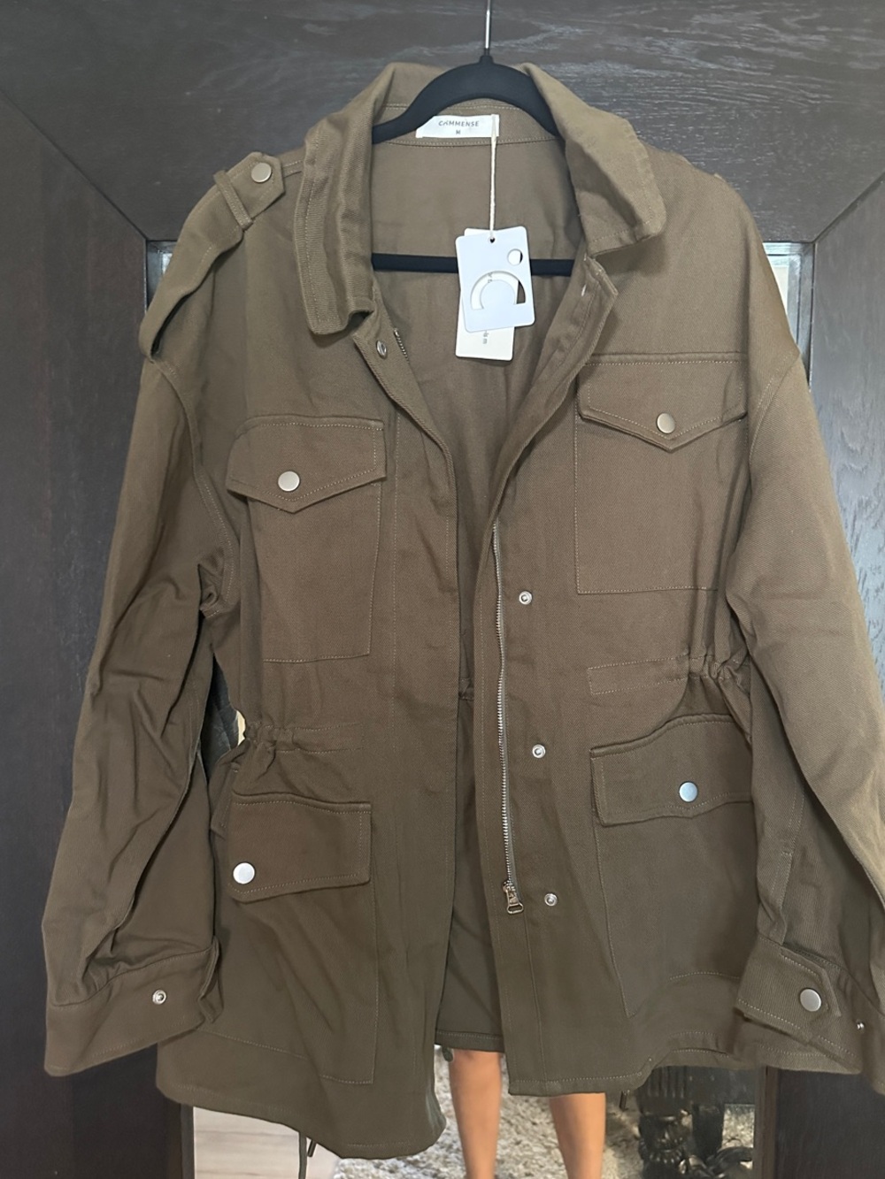 Commense Olive-Brown Utility Jacket with Flap Pockets